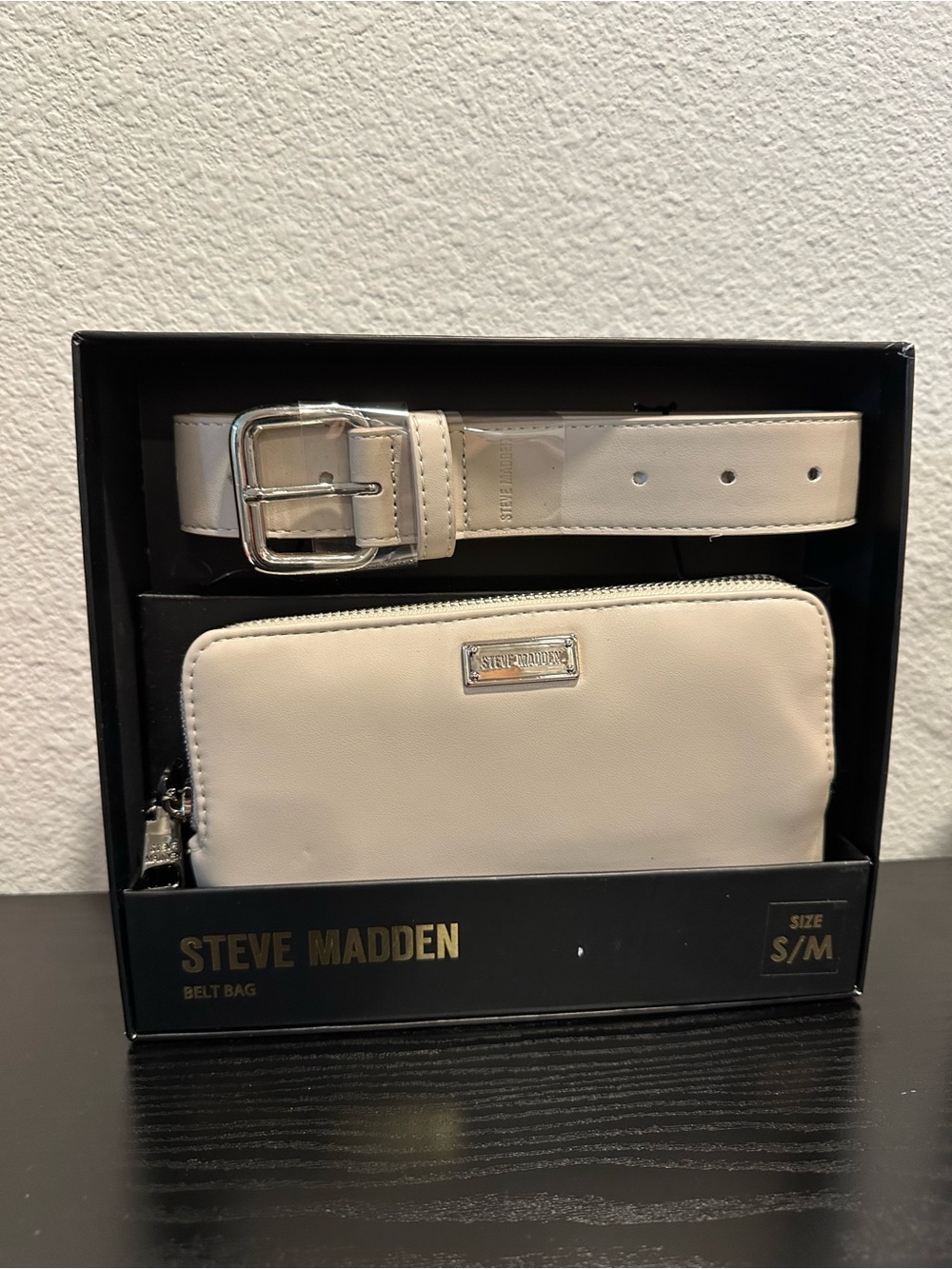 Steve Madden Cream Belt Bag with Zip Pouch